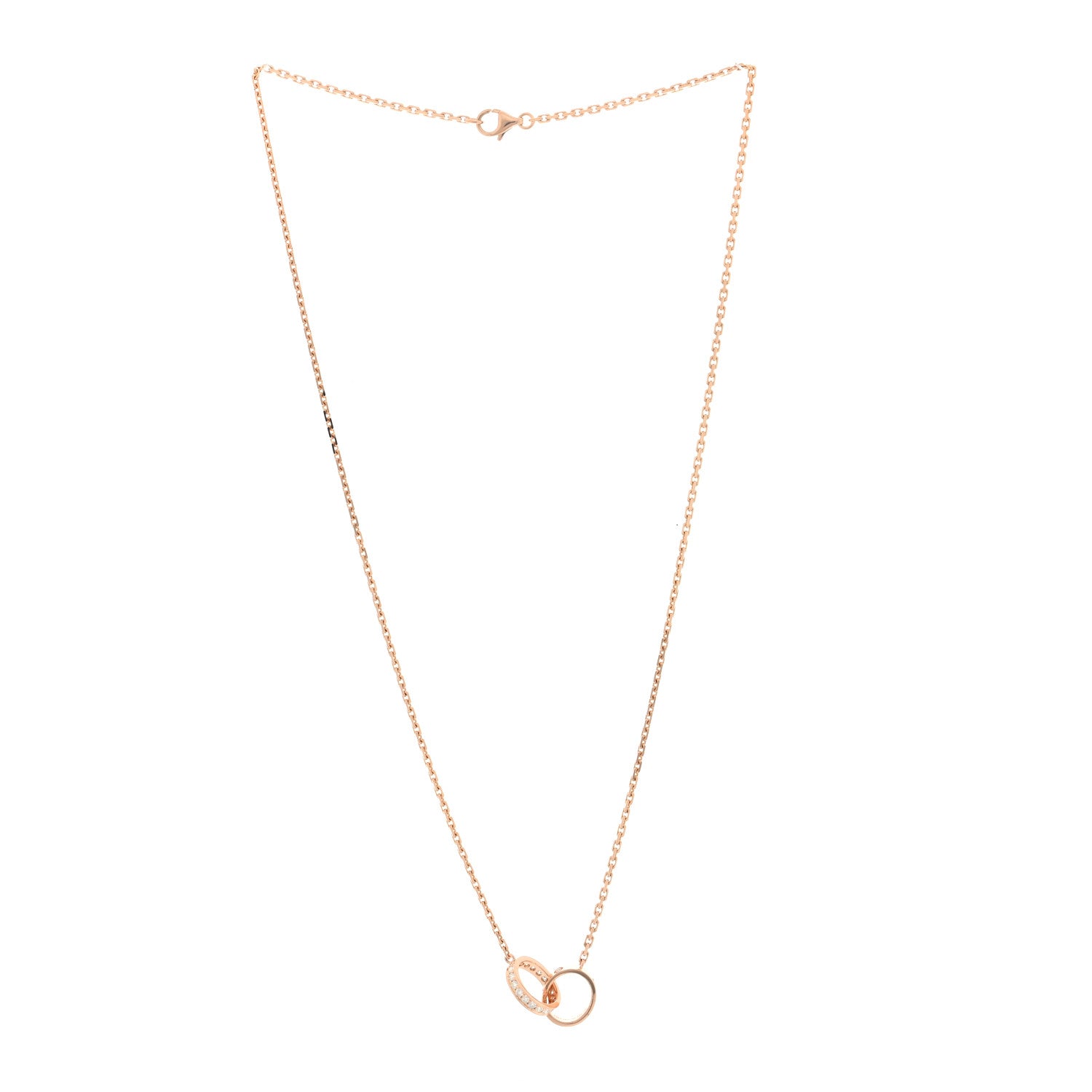 Cartier 18K Pink Gold Diamond Interlocking LOVE Necklace 4 of 9