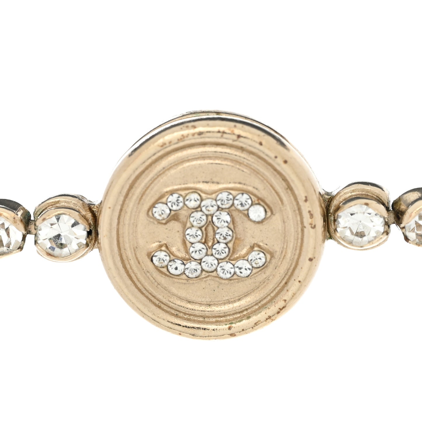 Crystal CC Chain Short Necklace Gold