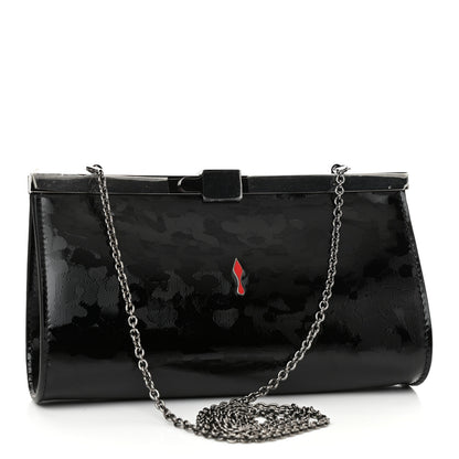 Christian Louboutin Textured Patent Palmette Clutch Black 3 of 9