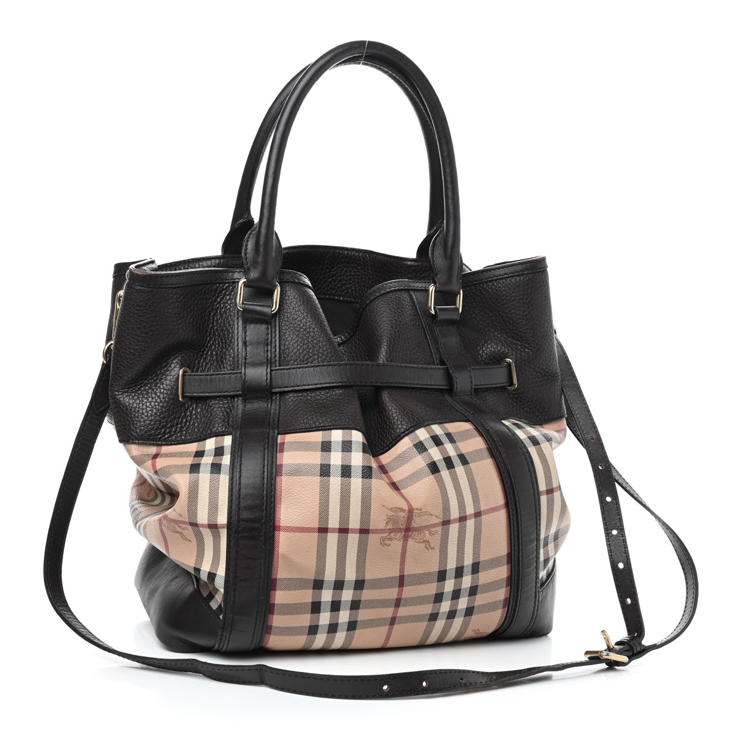 Burberry Grained Calfskin Haymarket Check Medium Golderton Tote Chocolate 2 of 8