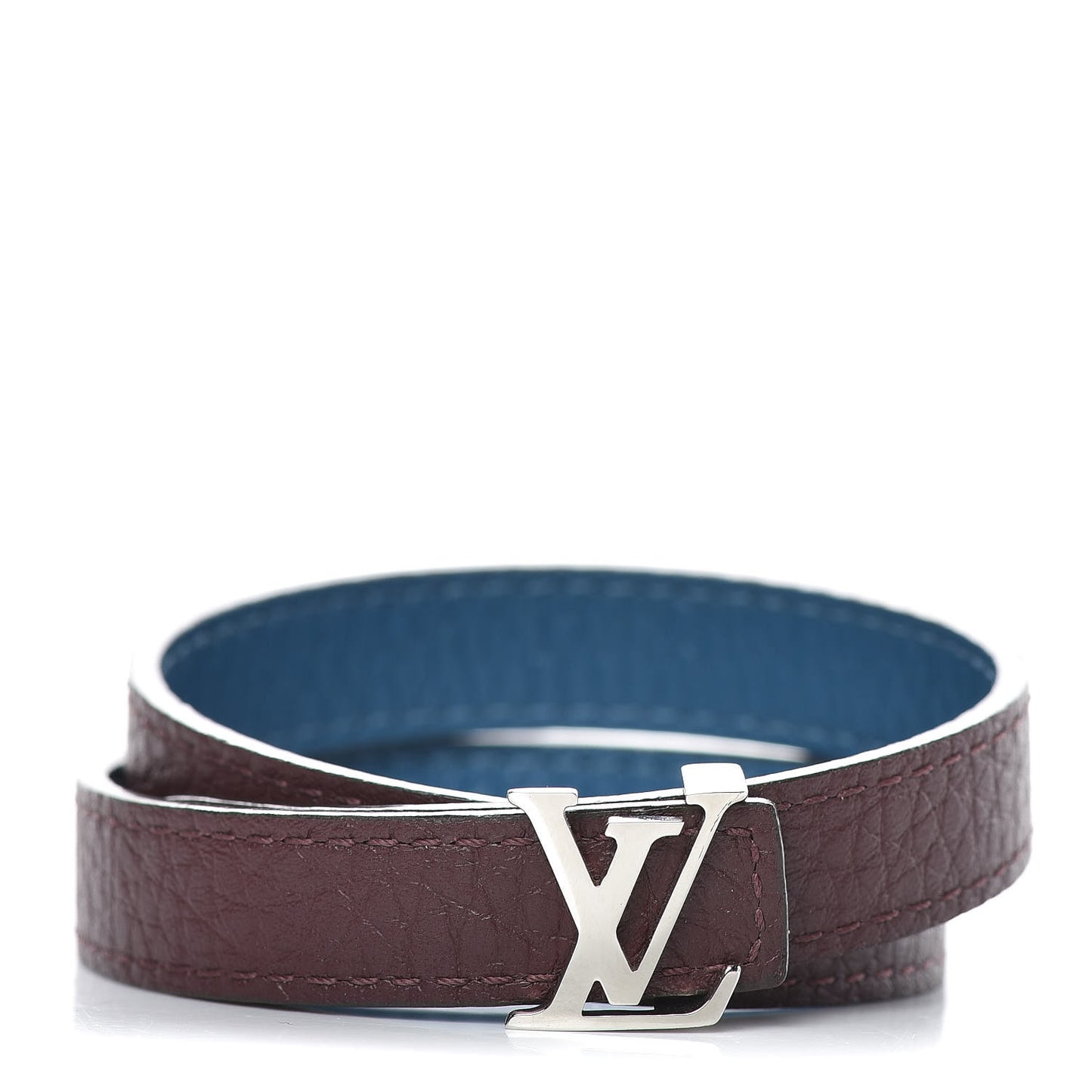 Taurillon LV Initiales Reversible Bracelet Bordeaux Bleuet