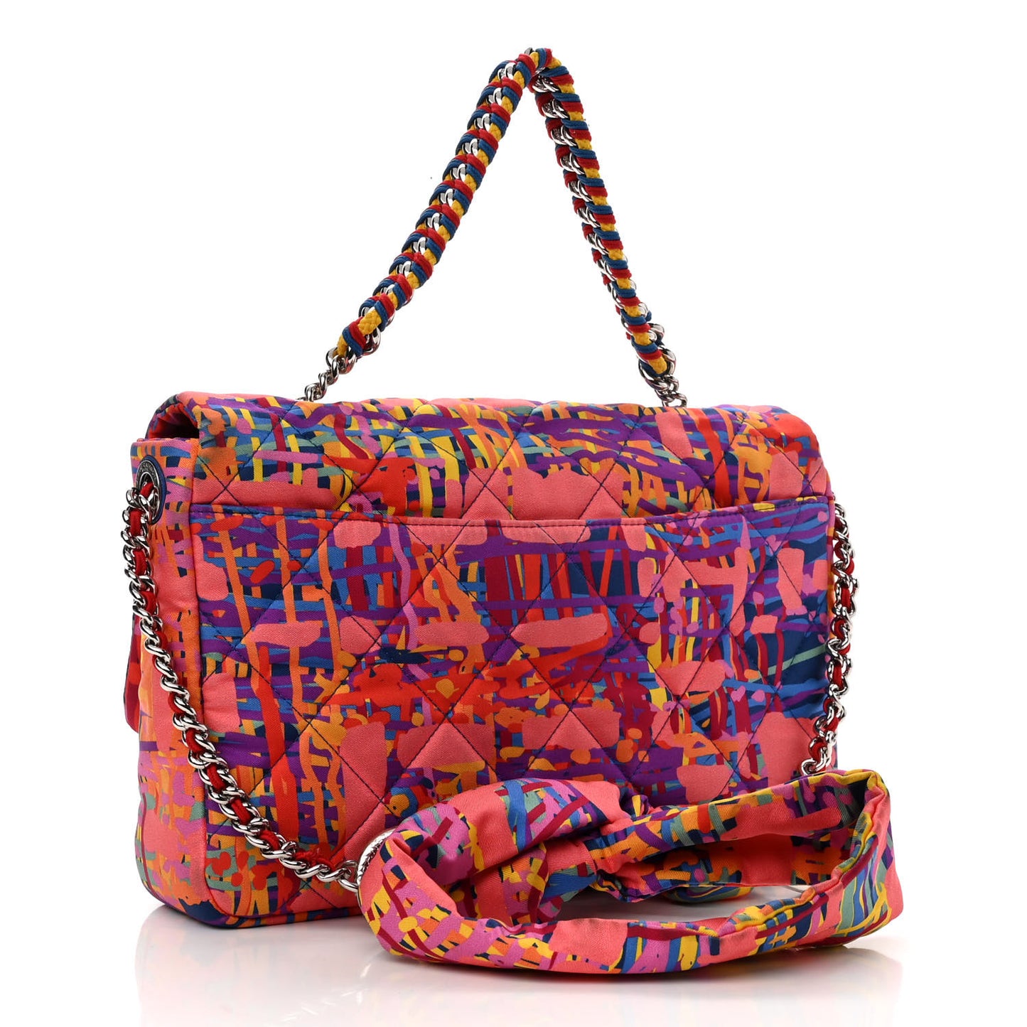 Foulard Fabric Quilted Printed Flap Pink