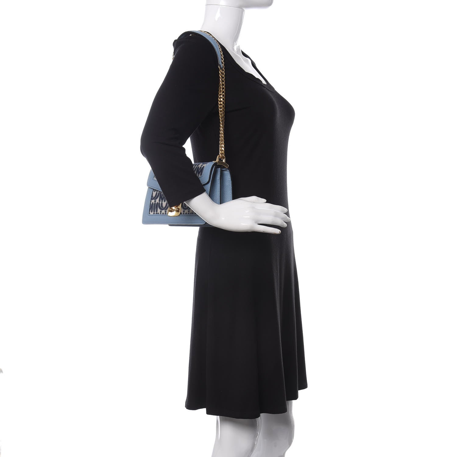 Miu Miu Jacquard Madras Confidential Logo Shoulder Bag Blue 2 of 12