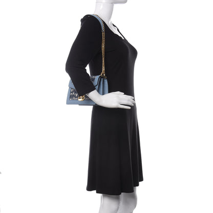 Miu Miu Jacquard Madras Confidential Logo Shoulder Bag Blue 2 of 12