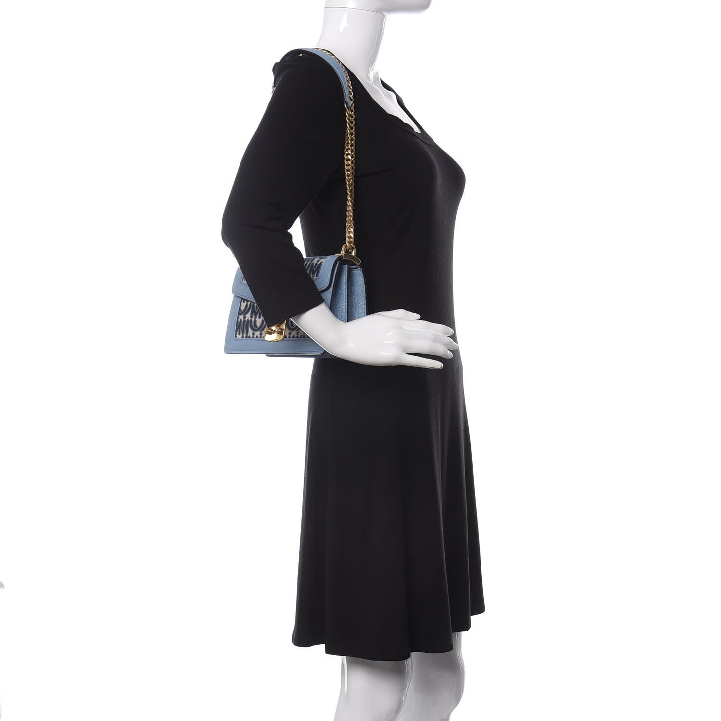 Jacquard Madras Confidential Logo Shoulder Bag Blue