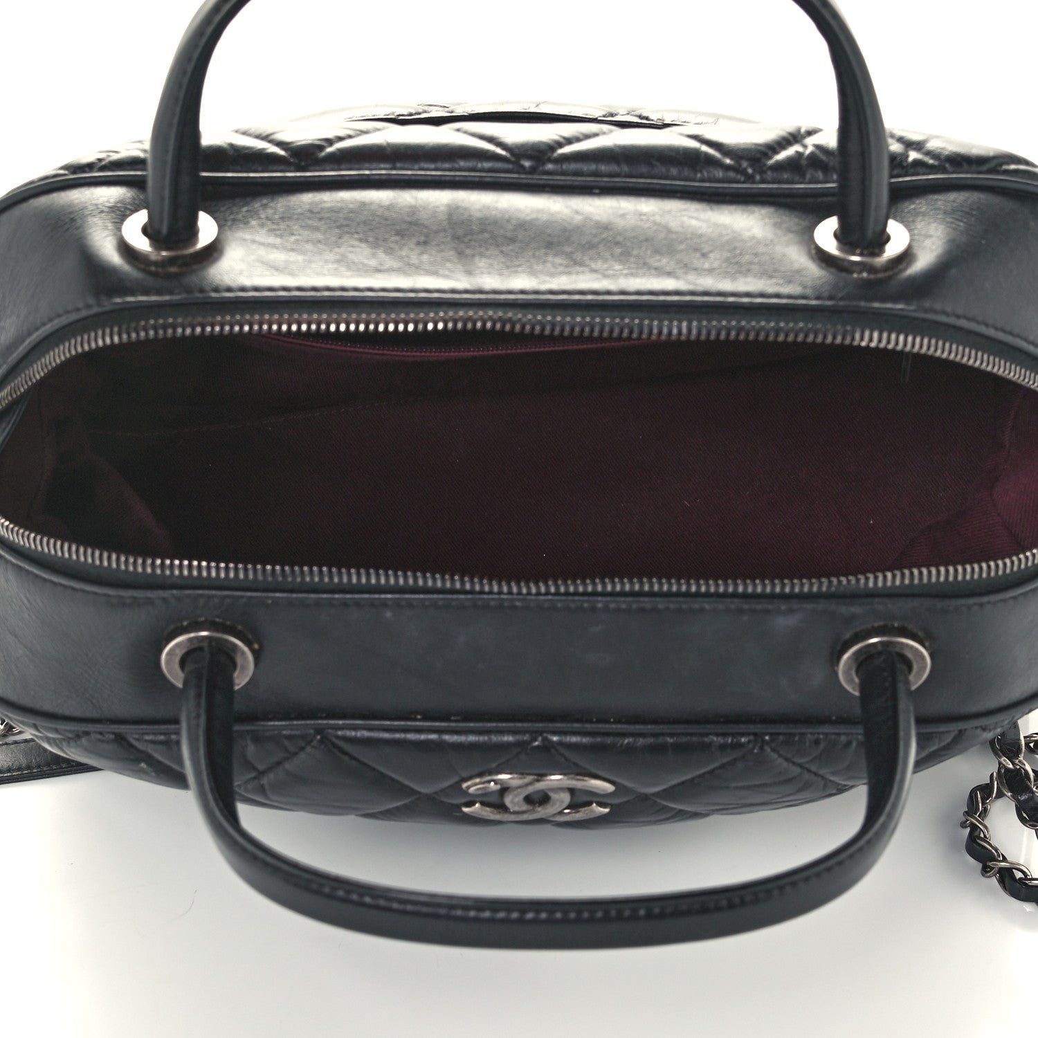 Chanel Aged Calfskin Small Bowling Bag Black 5 of 10