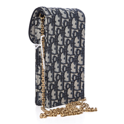 Christian Dior Oblique Saddle Chain Clutch Blue 3 of 10