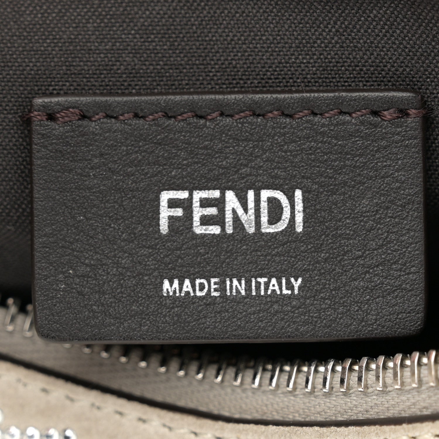 Fendi Crystal Vitello Laminato Suede FF Mini Fendigraphy Hobo Bag Grey 6 of 10