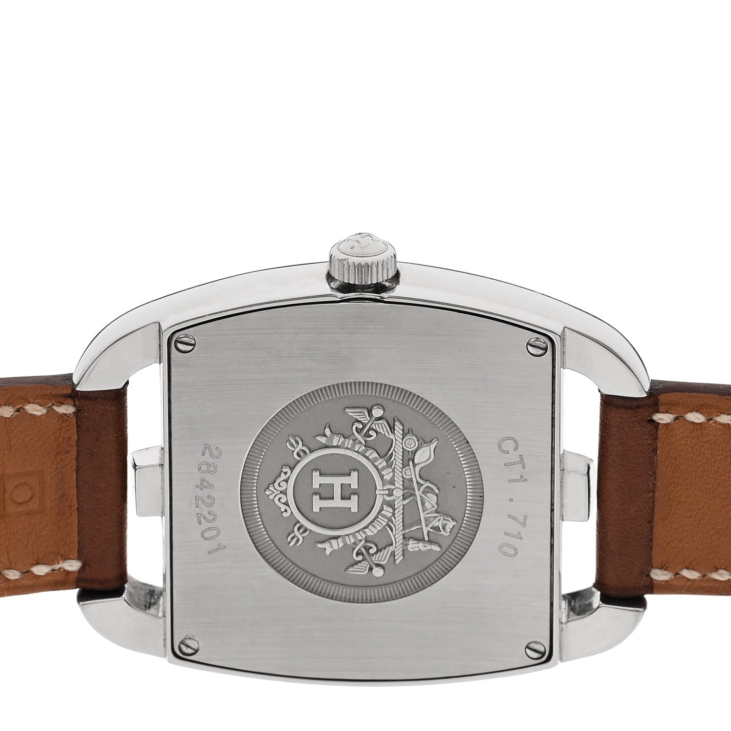 Hermes Stainless Steel Barenia 33mm Cape Cod Tonneau Double Tour Quartz Watch Fauve 4 of 4