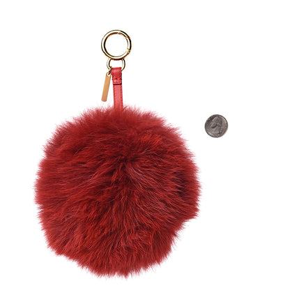 Fendi Fox Fur Shiny Nappa Heart Pom Pom Bag Charm Rosso Rosa 2 of 3