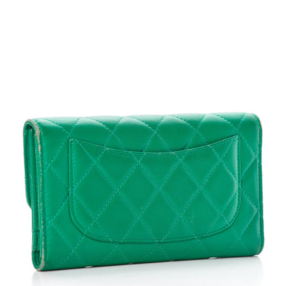 Chanel Lambskin Quilted Large Flap Wallet Green 3 of 18