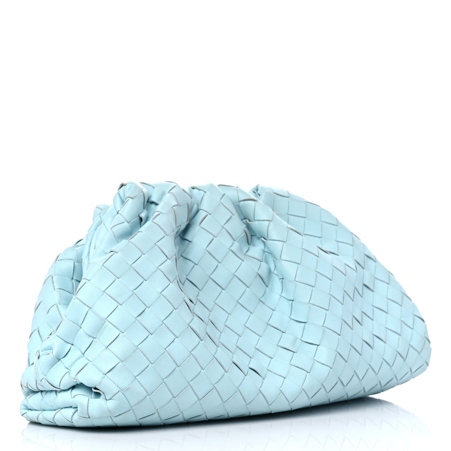 Bottega Veneta Nappa Maxi Intrecciato The Pouch Oversized Clutch Teal Washed 3 of 12