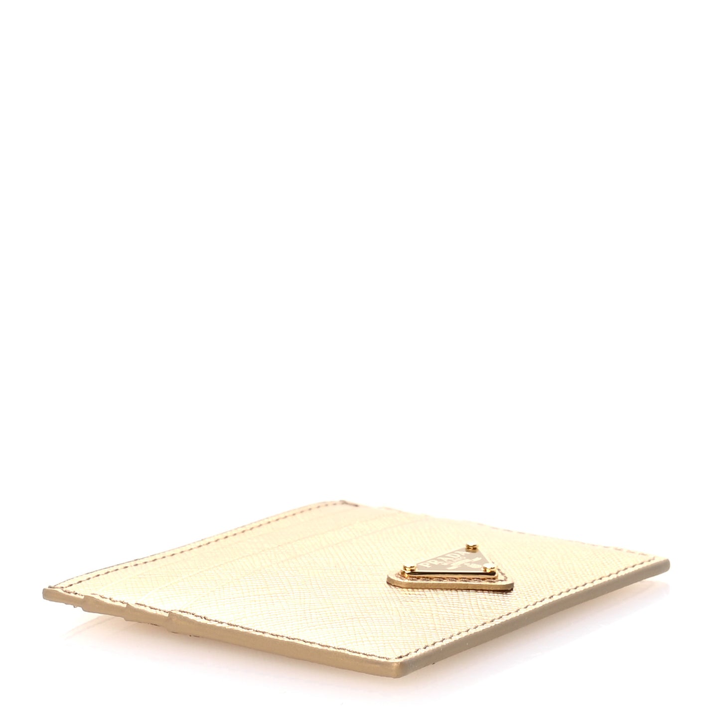 Metallic Saffiano Triangle Card Holder Platino