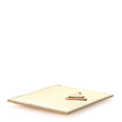 Prada Metallic Saffiano Triangle Card Holder Platino 4 of 8