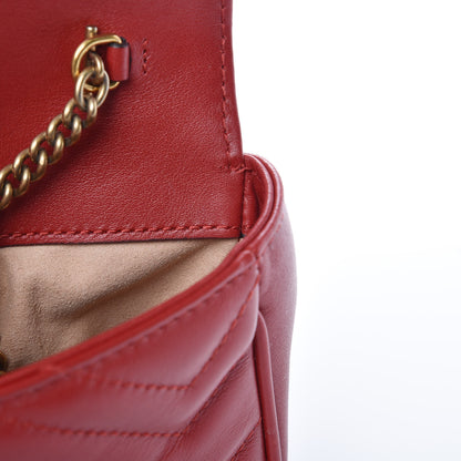 Gucci Calfskin Matelasse Super Mini GG Marmont Shoulder Bag Hibiscus Red 12 of 12