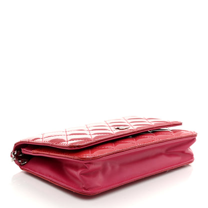 Chanel Patent Calfskin Quilted Wallet On Chain WOC Pink 4 of 14