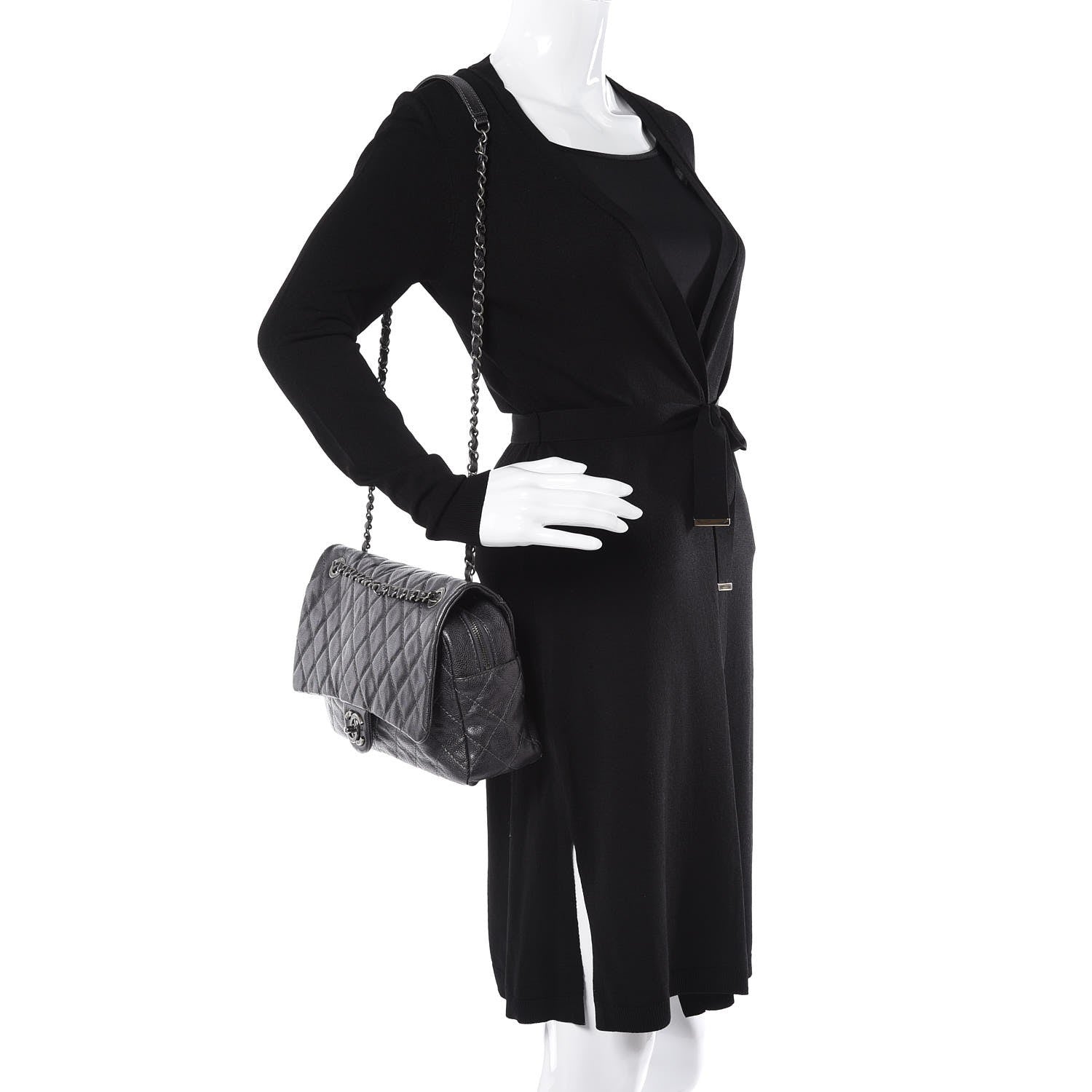 Chanel Iridescent Caviar Quilted Large Flap Grey 2 of 8