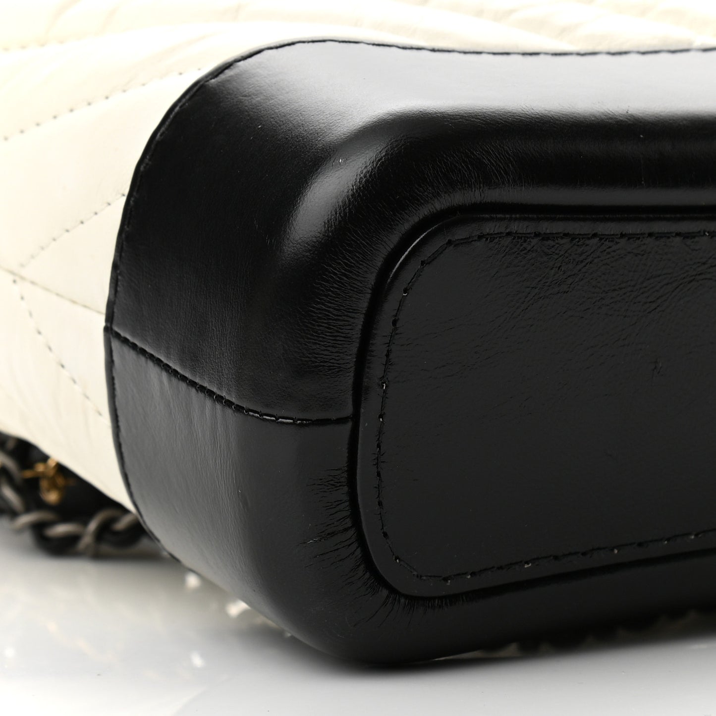 Aged Calfskin Chevron Quilted Small Gabrielle Hobo Black White