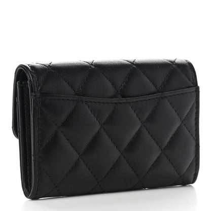 Chanel Lambskin Quilted Flap Card Holder Wallet So Black 3 of 11