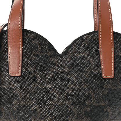Celine Triomphe Canvas Calfskin Teen Couer Heart Bag Tan 8 of 11