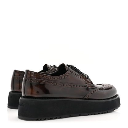 Prada Spazzolato Fume Brogue Derby Loafers 40.5 Bruciato 6 of 11