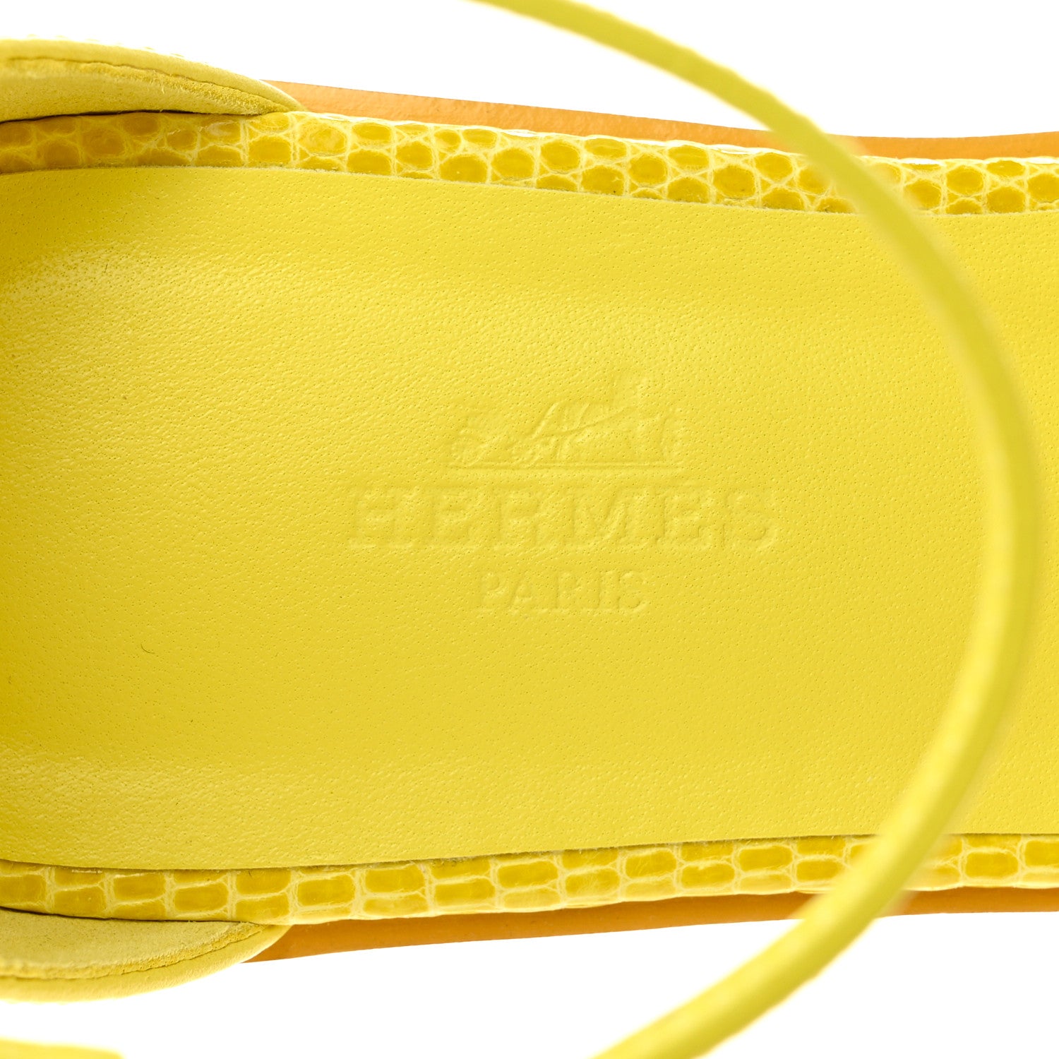 Hermes Lizard Santorini Sandals 37 Jaune Curcuma 7 of 9