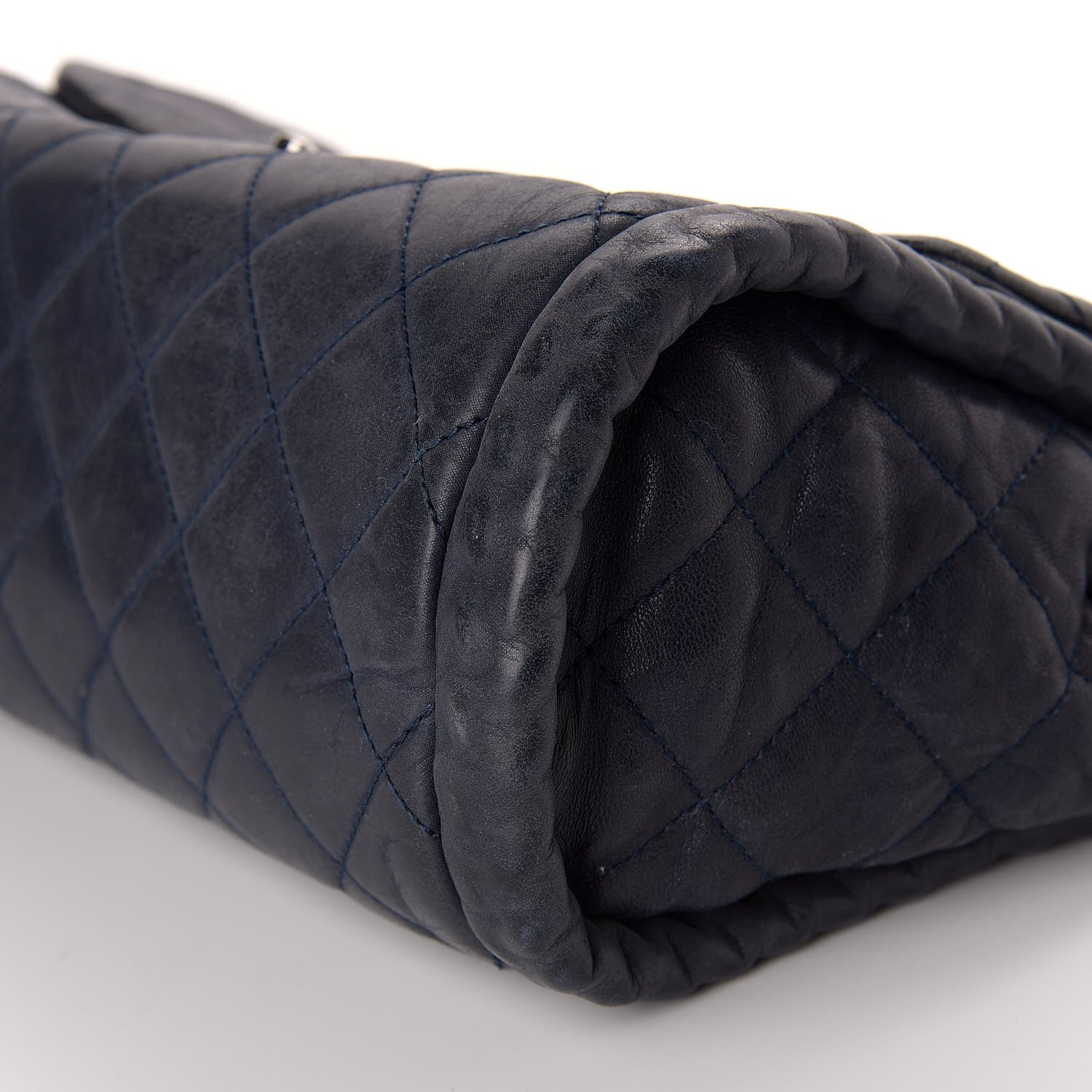 Chanel Washed Lambskin Quilted Studded CC Flap Blue Black 7 of 13