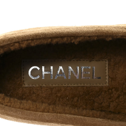 Chanel Suede Calfskin CC Loafers 37.5 Dark Beige 8 of 10