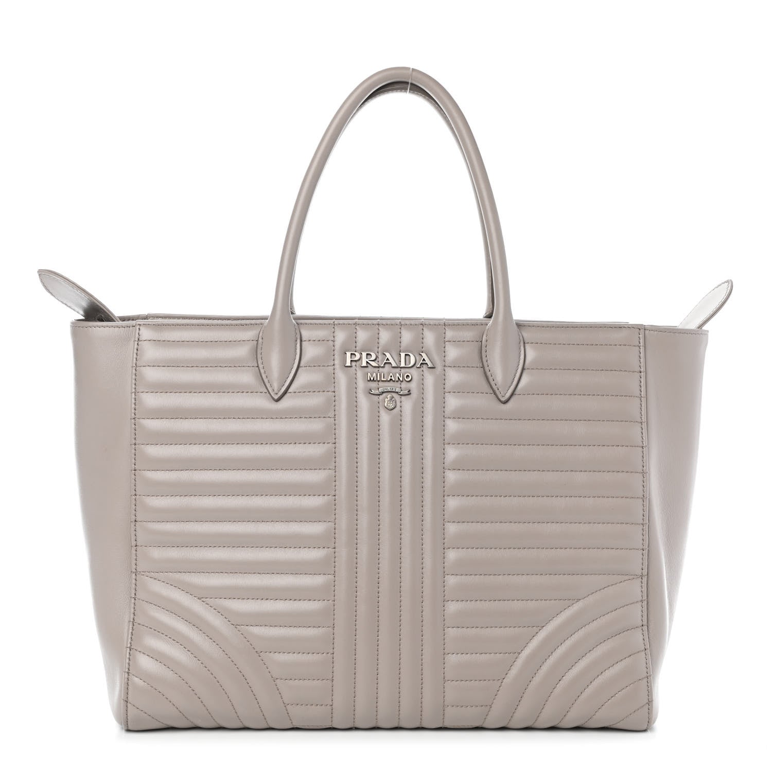 Prada Soft Calfskin Impunture Diagramme Double Zip Tote Pomice 1 of 4