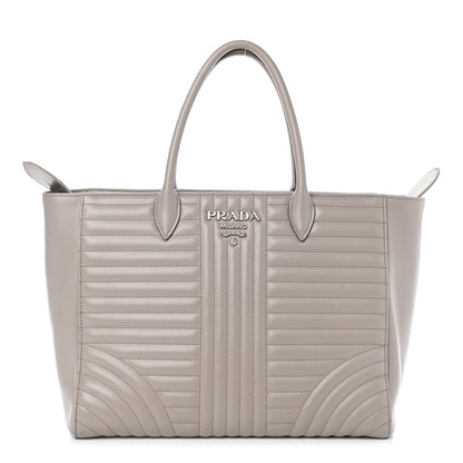 Prada Soft Calfskin Impunture Diagramme Double Zip Tote Pomice 1 of 4