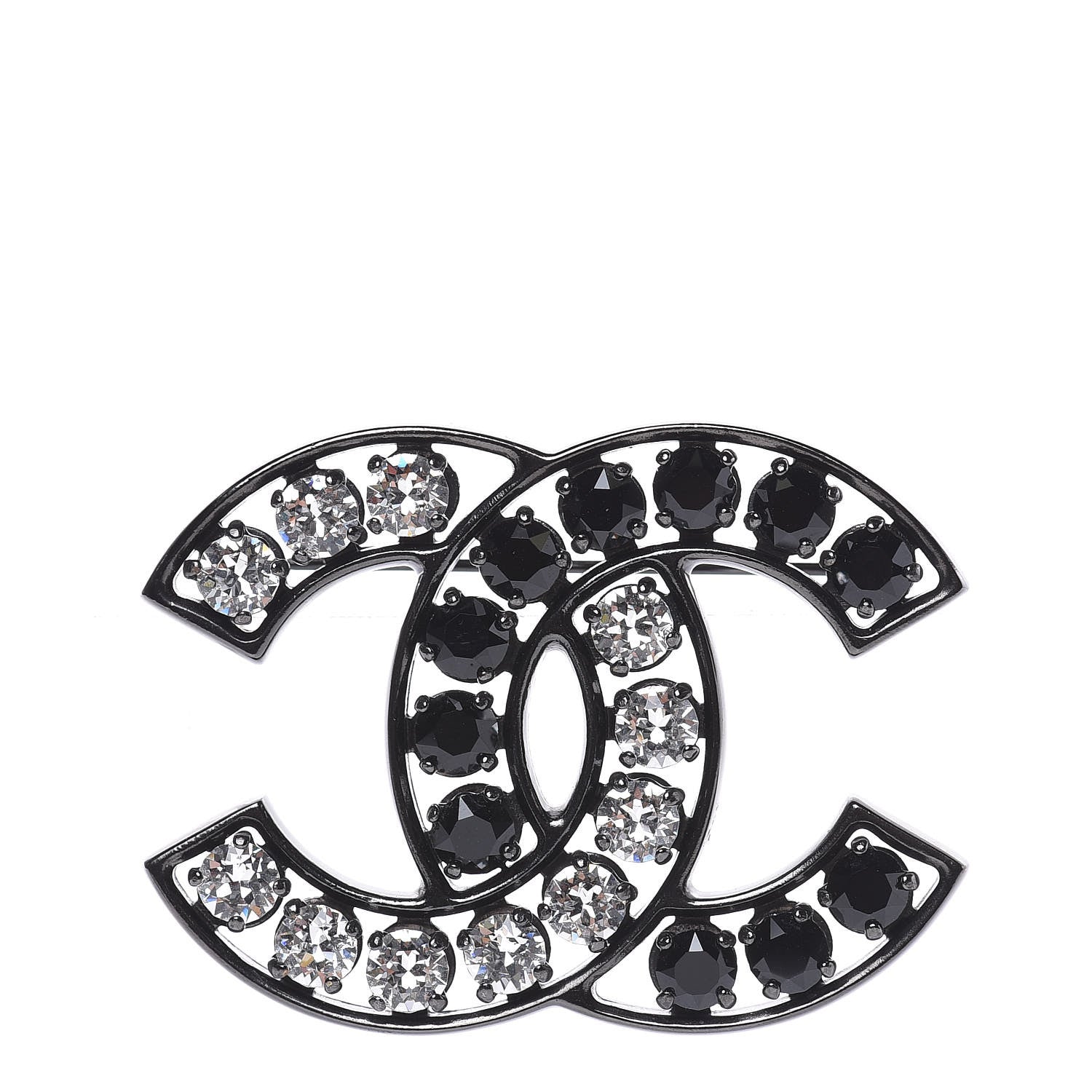 Chanel Crystal CC Brooch Black 1 of 5