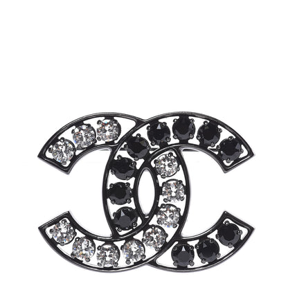 Chanel Crystal CC Brooch Black 1 of 5
