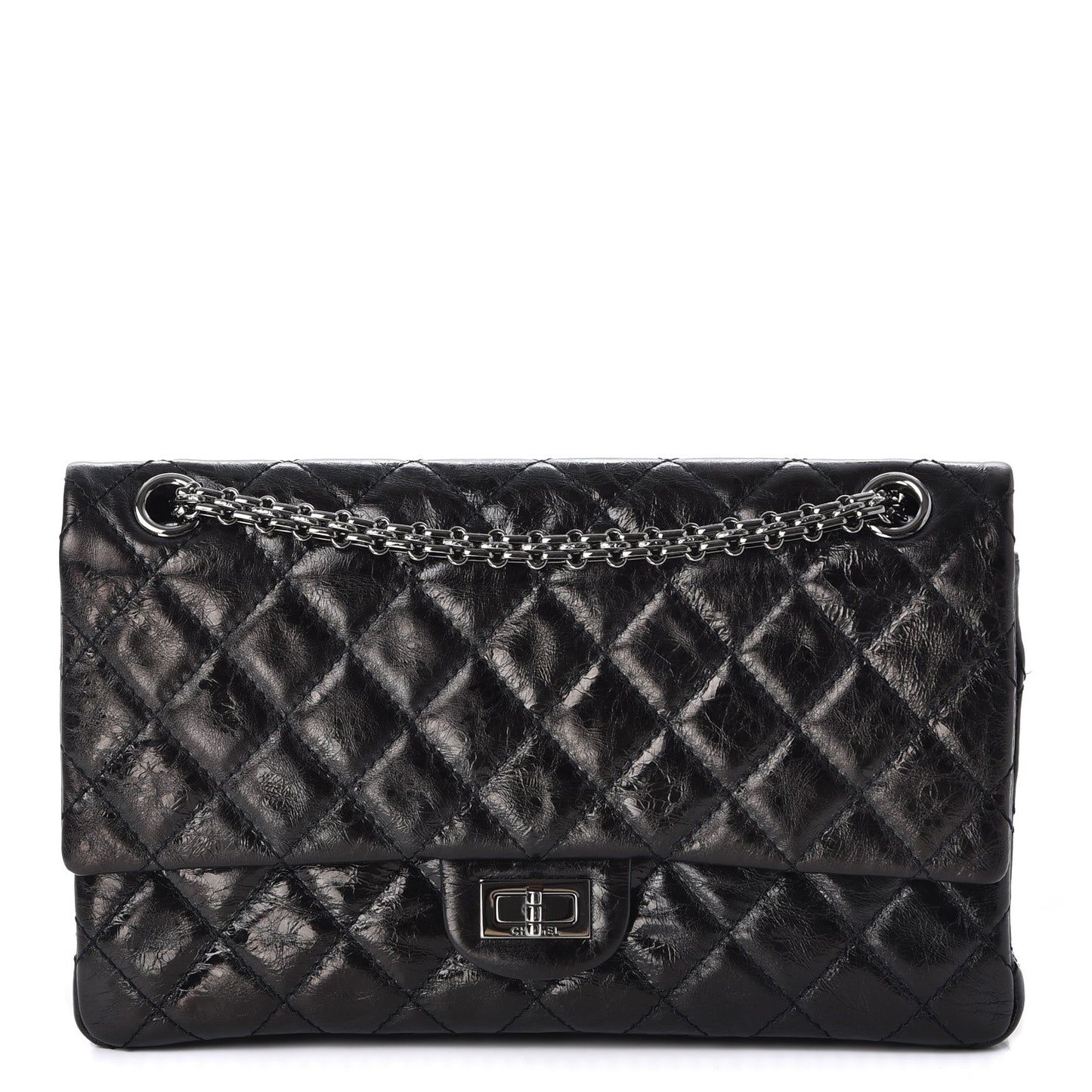 Metallic Aged Calfskin Quilted 2.55 Reissue 226 Flap Black