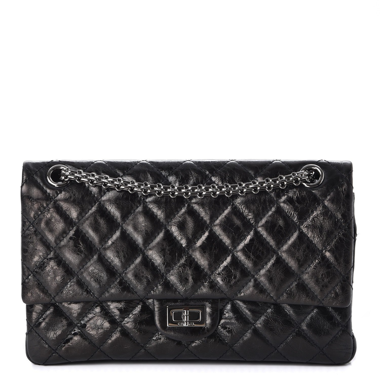 Chanel Metallic Aged Calfskin Quilted 2.55 Reissue 226 Flap Black 1 of 9