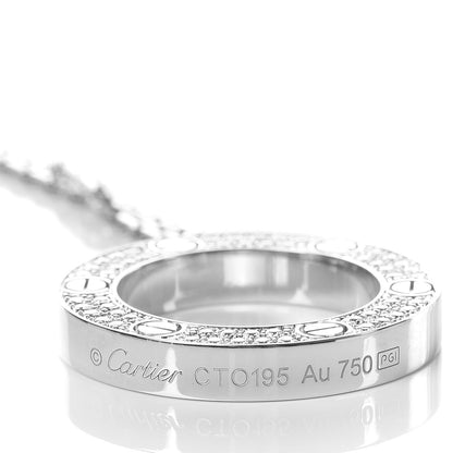 Cartier 18K White Gold Diamond LOVE Paved Necklace 6 of 8
