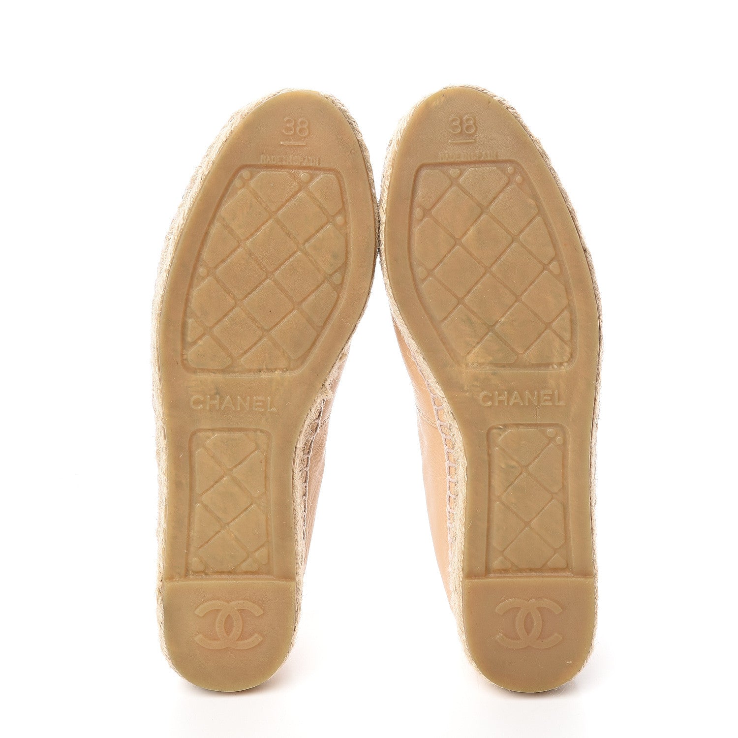 Chanel Lambskin CC Espadrilles 38 Beige Black 5 of 13