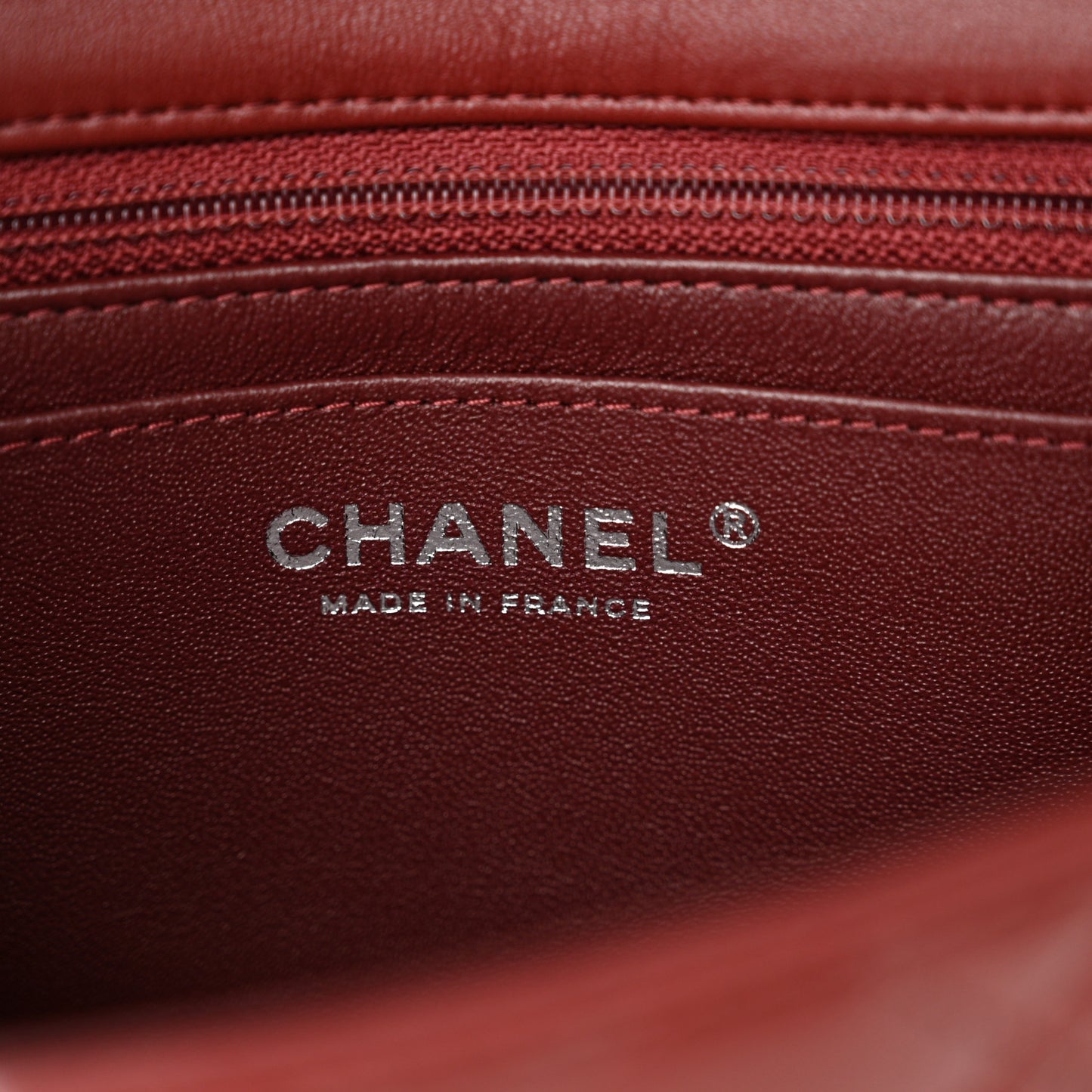Lambskin Quilted Mini Rectangular Flap Burgundy