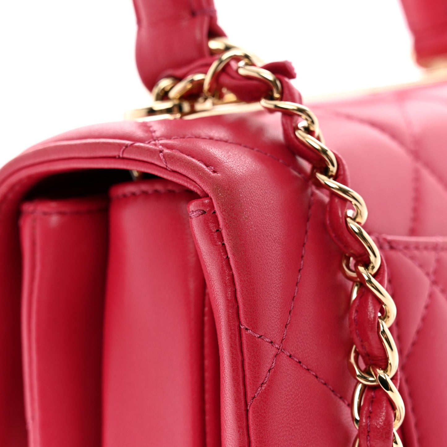 Lambskin Quilted Small Trendy CC Flap Dual Handle Bag Dark Pink