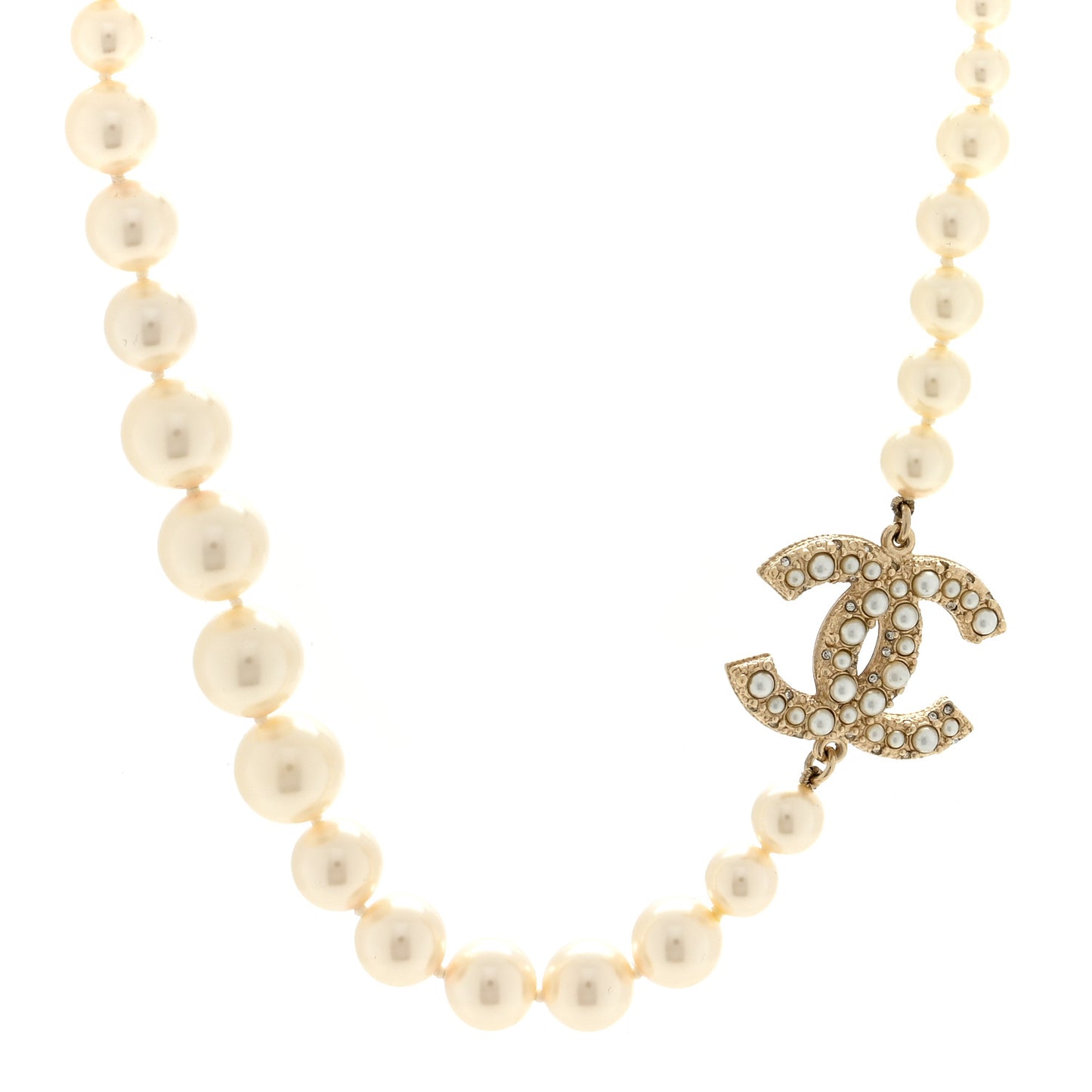 Pearl CC 100th Anniversary Necklace Light Gold