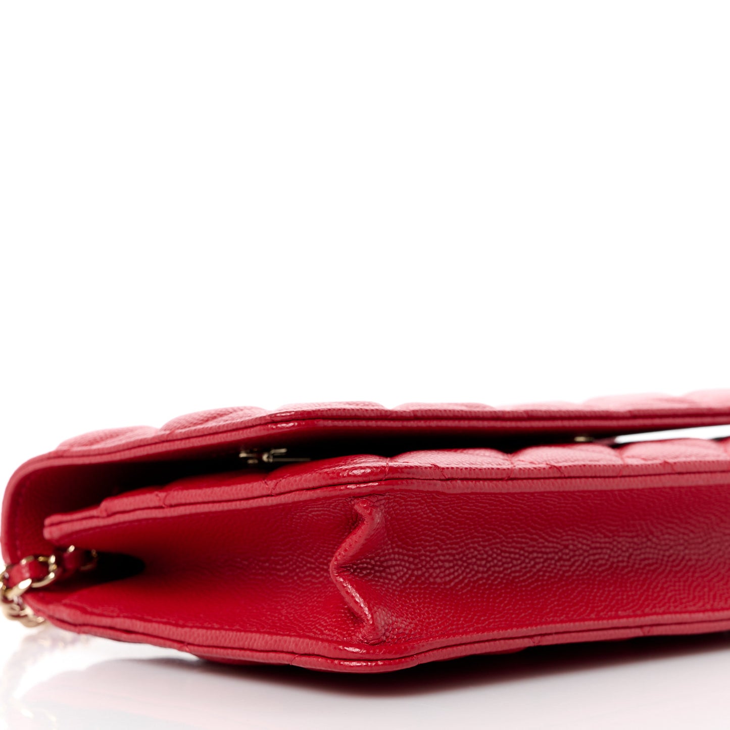Caviar Quilted Wallet on Chain WOC Red