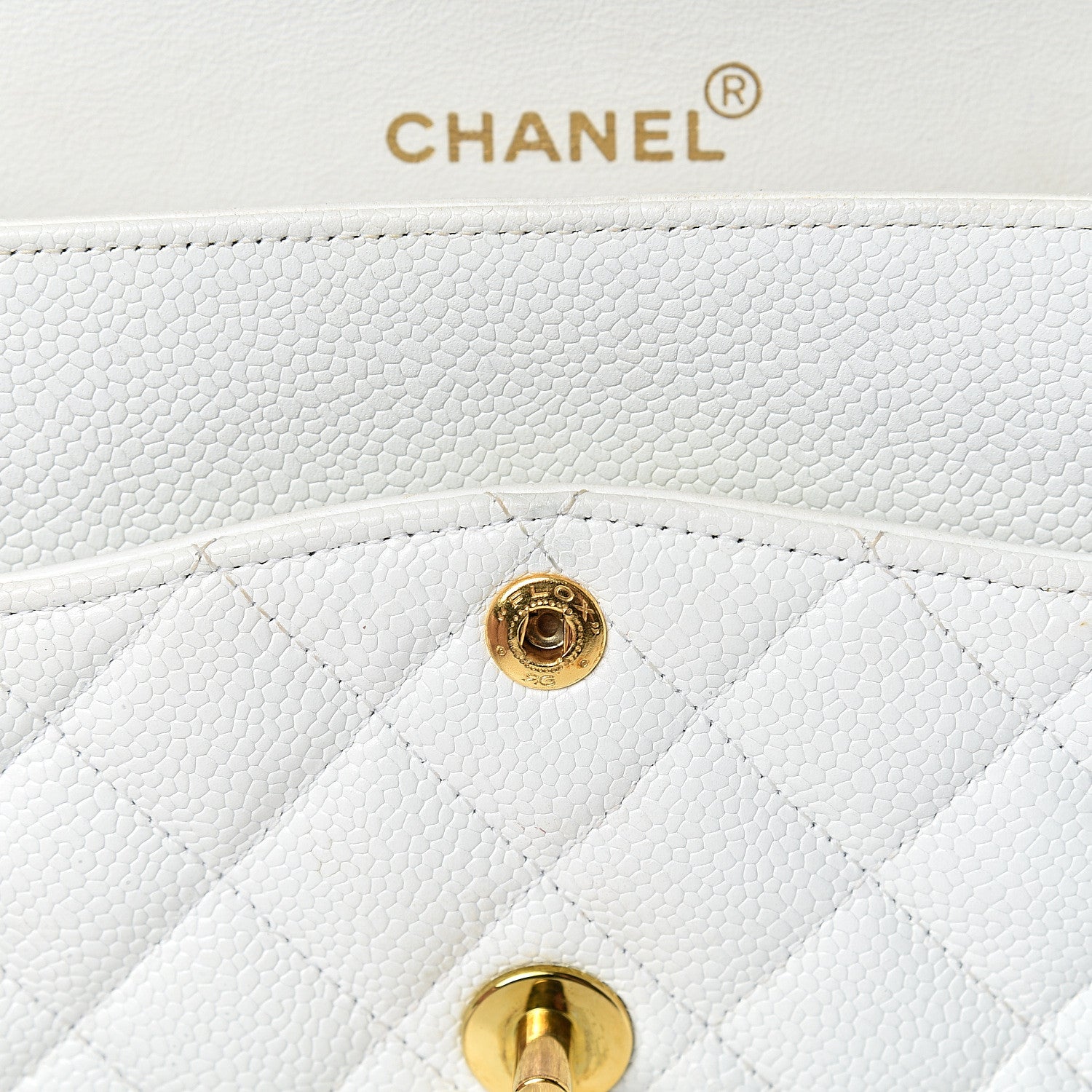 Chanel Caviar Quilted Medium Double Flap White 13 of 19