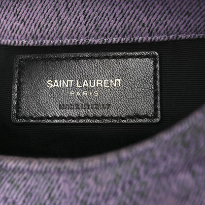 Saint Laurent Denim Quilted Loulou Puffer Monogram Pouch Clutch Bleached Lilac 7 of 11