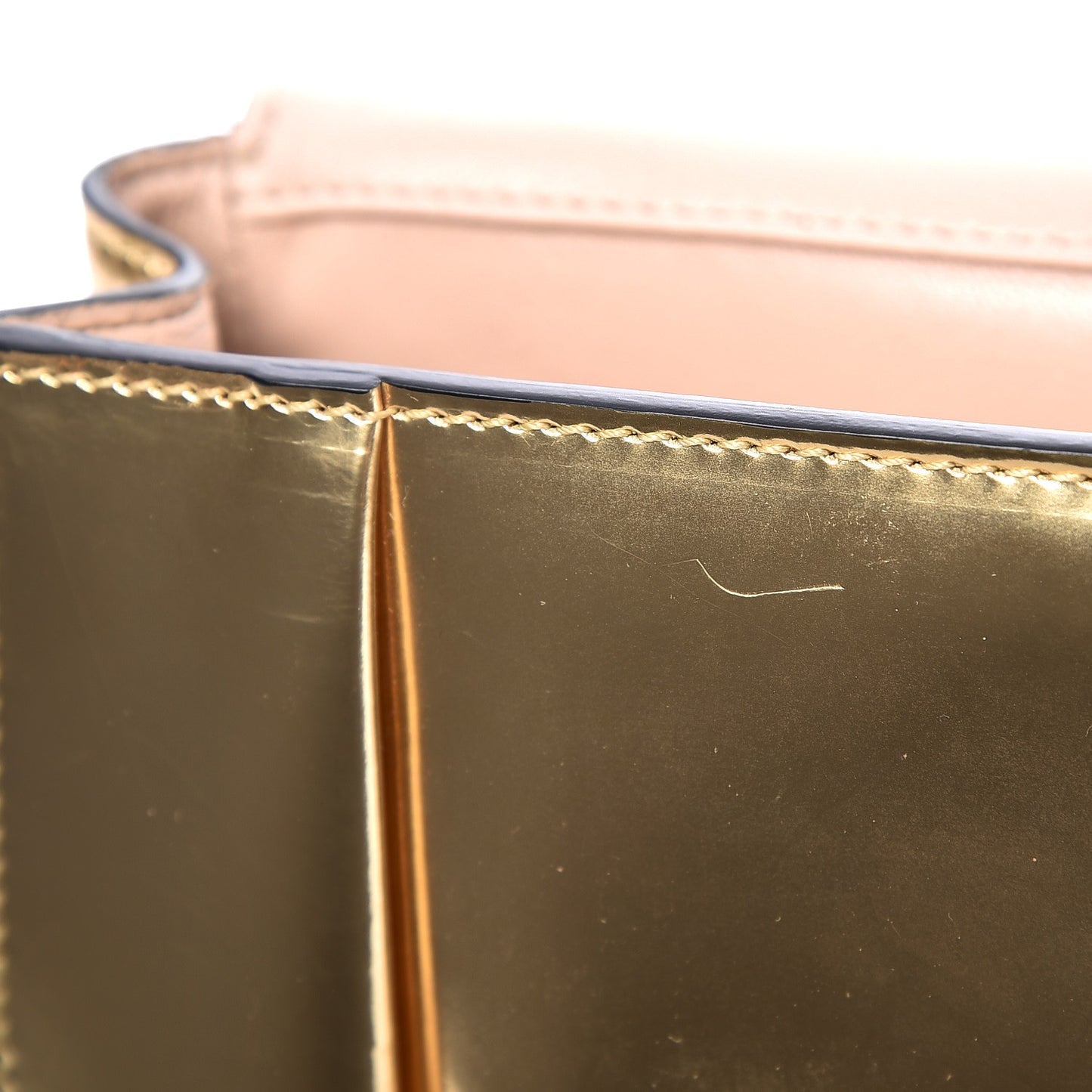 Metallic Calfskin Small Elsie Shoulder Bag Gold