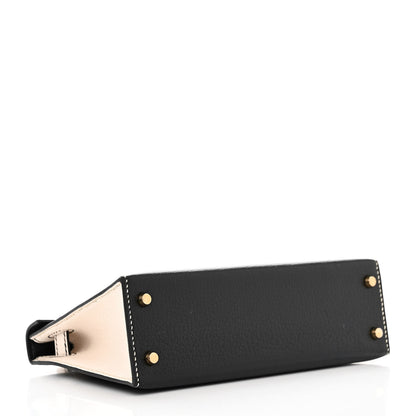 Hermes Chevre Mysore Horseshoe Mini Kelly Sellier 20 Black Craie 4 of 10