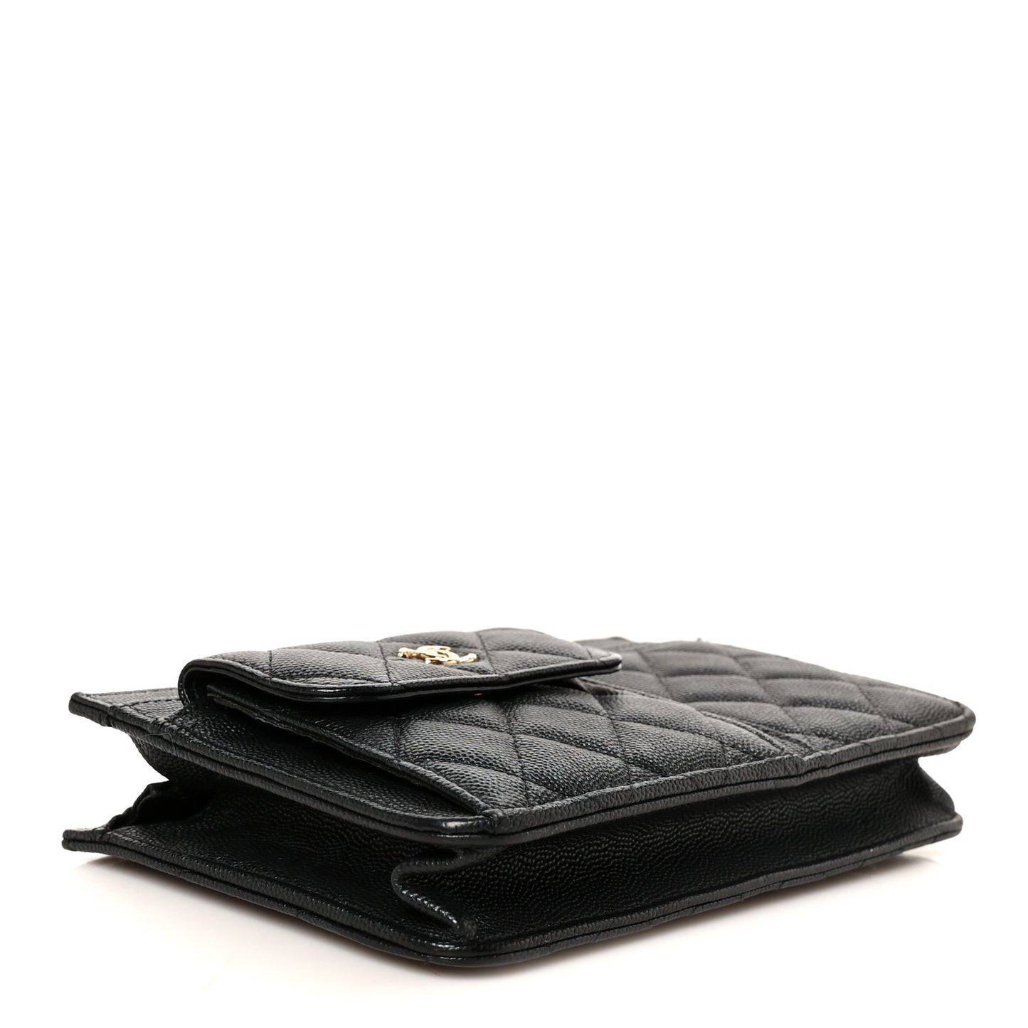 Caviar Quilted In & Out Chain Wallet Black