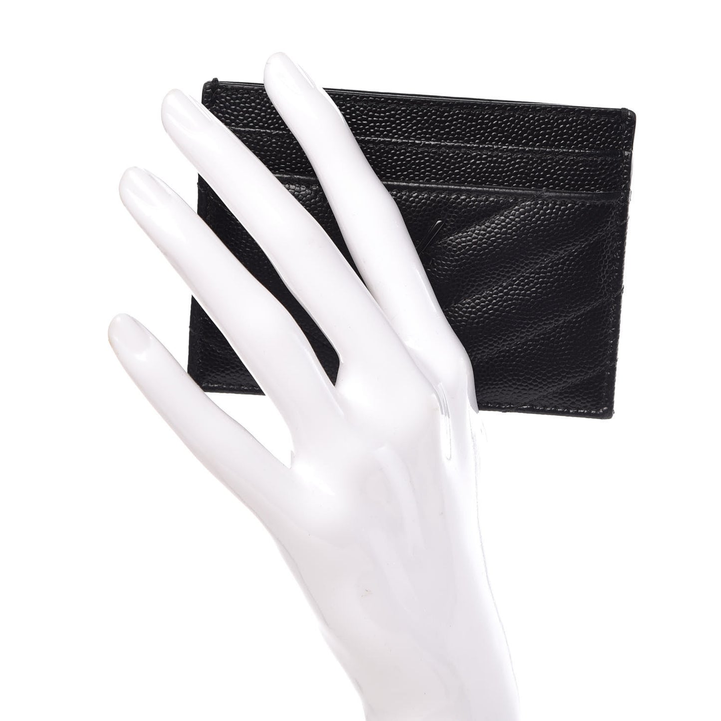 Grain De Poudre Matelasse Chevron Monogram Credit Card Case Black