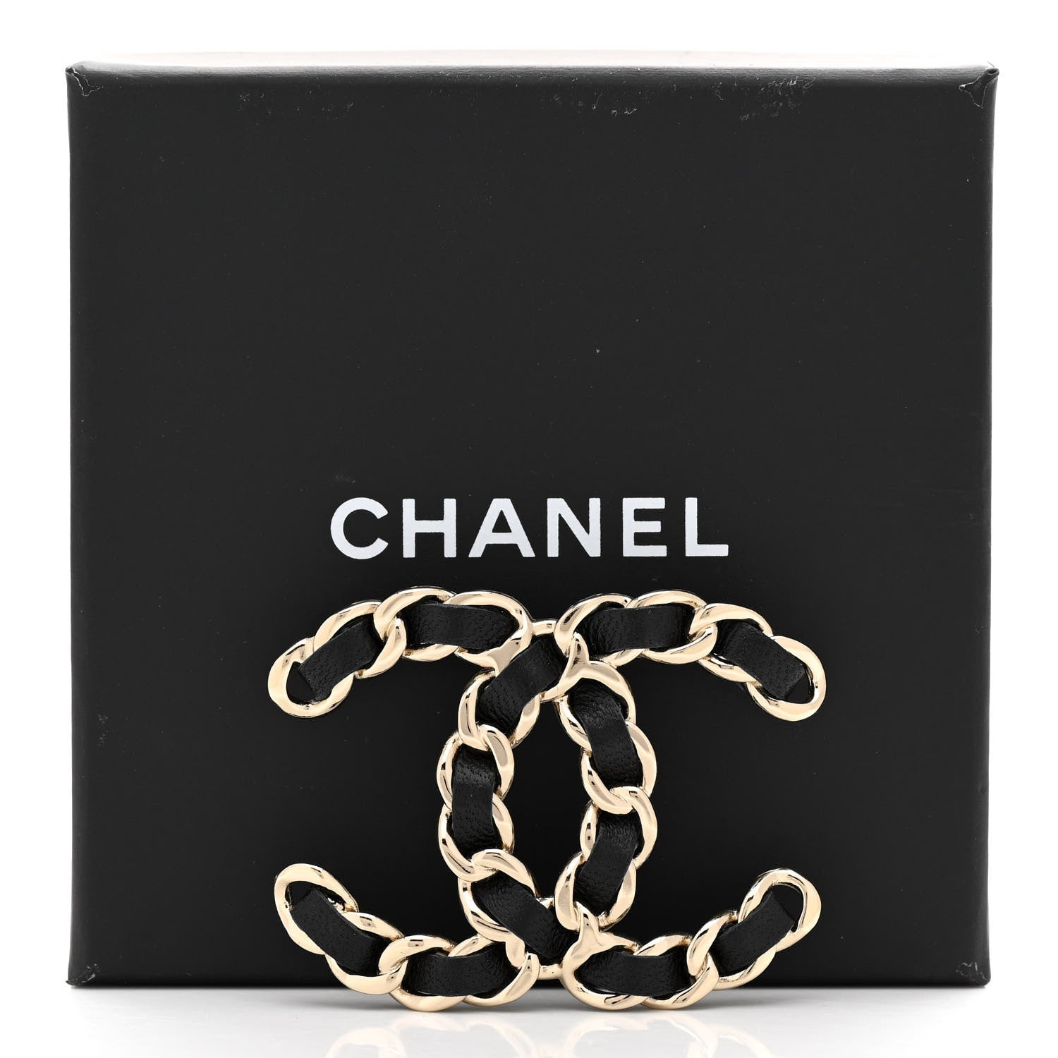Chanel Lambskin Chain CC Brooch Black Gold 5 of 5