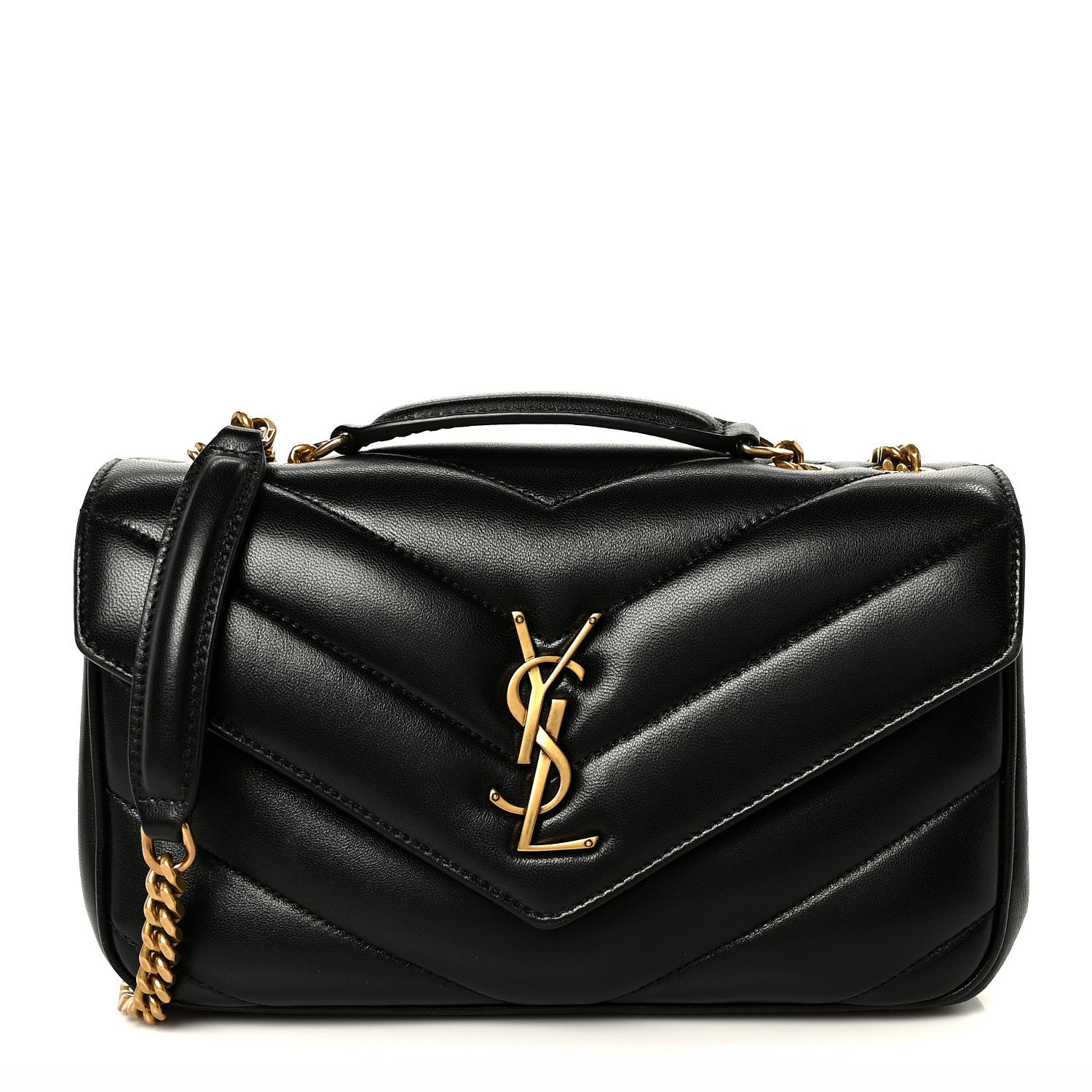 Saint Laurent Lambskin Chevron Quilted Small LouLou Black 1 of 13