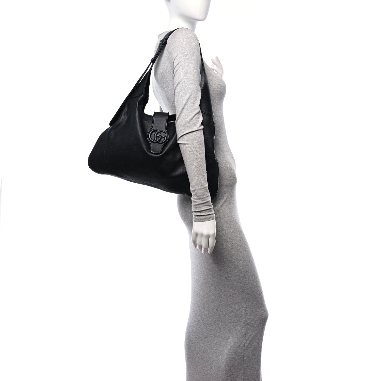 Gucci Goatskin Monochrome Large Aphrodite Shoulder Bag Black 2 of 9