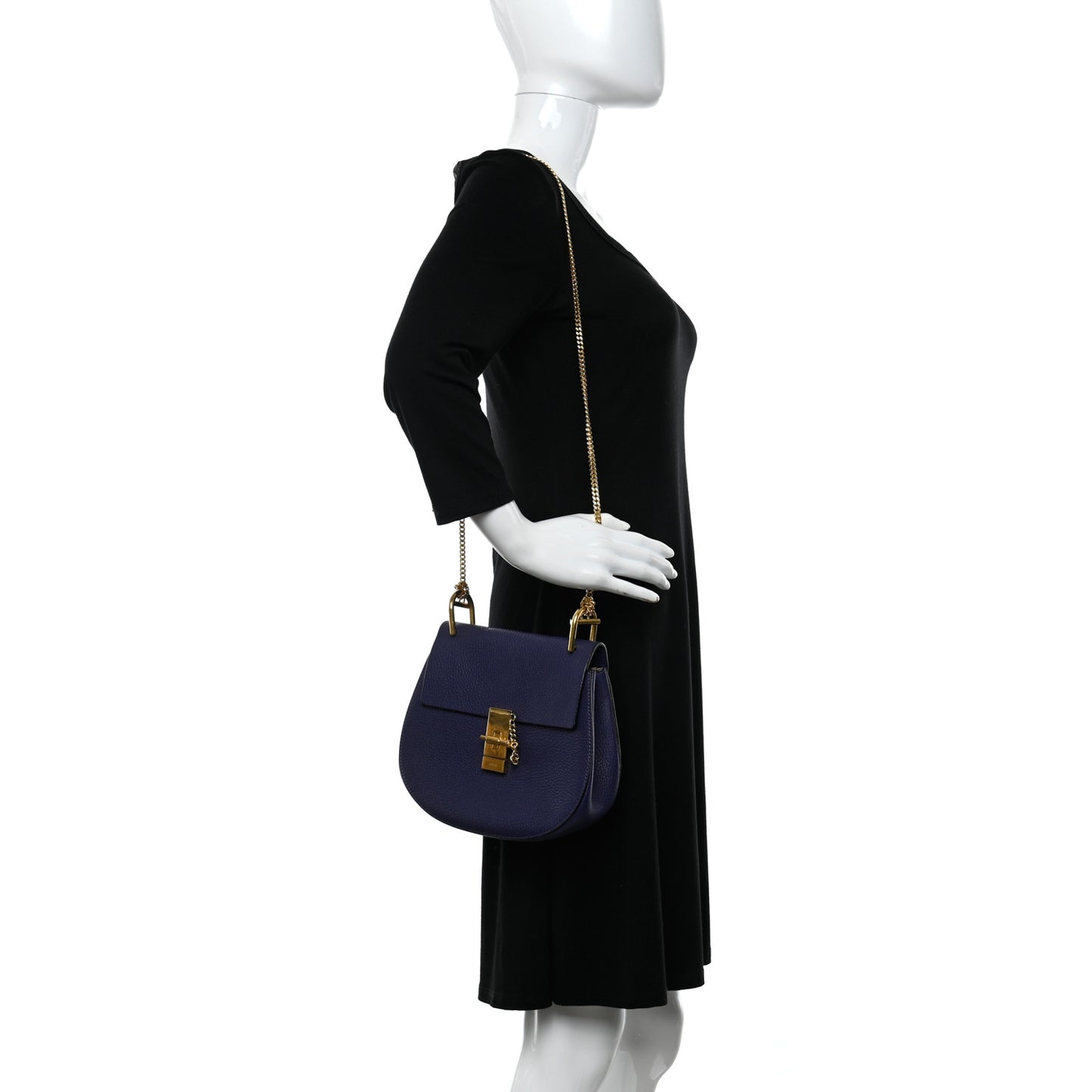 Grained Lambskin Drew Shoulder Bag Royal Navy